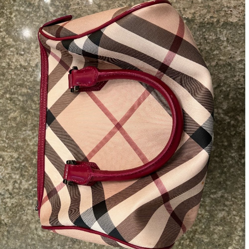 BURBERRY Nova Check Chester Bowling Bag Raspberry Sorbet - Picture 5 of 5